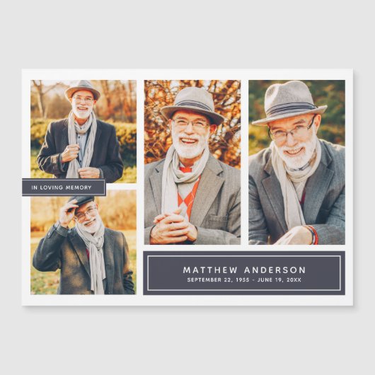 In Liebe Erinnerung Moderne Farbe Vier Fotos Magnetkarte (Vorderseite)