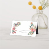 In Liebe fallen Wasserfarbenblütenhochzeit Platzkarte (Vorderseite)