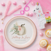 In Liebe fallen Wasserfarbenkürbis Pink und Rost Pappteller (Party)