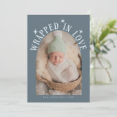 In Liebe geschnappt Slate Foto Birth Ankündigung (Stehend Vorderseite)