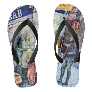 In Liebe mit Ärger und in Schwierigkeiten mit der Badesandalen