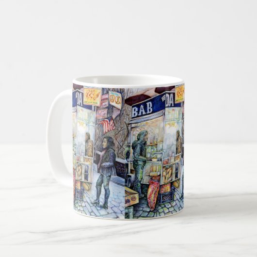 In Liebe mit Ärger und in Schwierigkeiten mit der Kaffeetasse (Vorderseite Links)