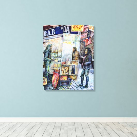 In Liebe mit Ärger und in Schwierigkeiten mit der Leinwanddruck (Insitu (Holzboden))