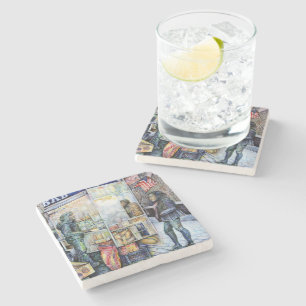 In Liebe mit Ärger und in Schwierigkeiten mit der Steinuntersetzer