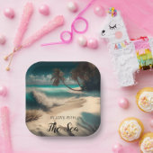 In Liebe mit dem Meer | Tropische Kunst Pappteller (Party)