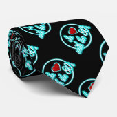 In Liebe mit der 80er Retro Blue Neon Logo Krawatt Krawatte (Gerollt)