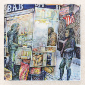 in Liebe mit Schwierigkeiten und in Schwierigkeite Glasuntersetzer (Vorderseite)