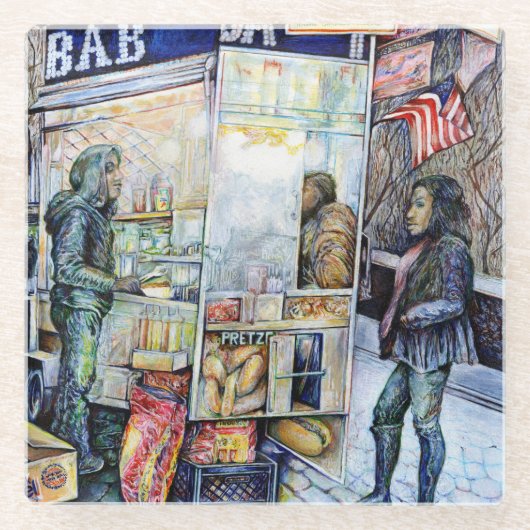 in Liebe mit Schwierigkeiten und in Schwierigkeite Glasuntersetzer (Vorderseite)