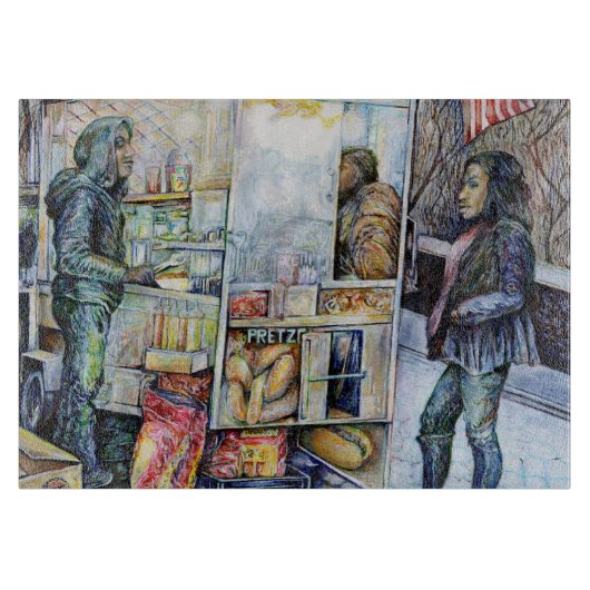 In Liebe mit Schwierigkeiten und in Schwierigkeite Schneidebrett (Vorderseite)