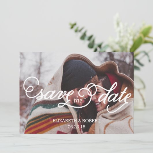 In Liebe mit Script Wedding Save the date (Stehend Vorderseite)
