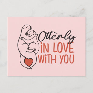 In Liebe Otter Pun Funny Valentine's Day Postkarte
