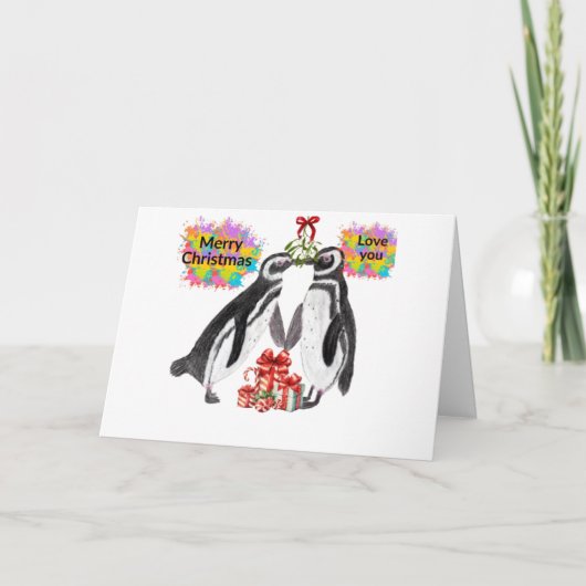 In Liebe Pinguine Weihnachtskarte Karte (Vorderseite)
