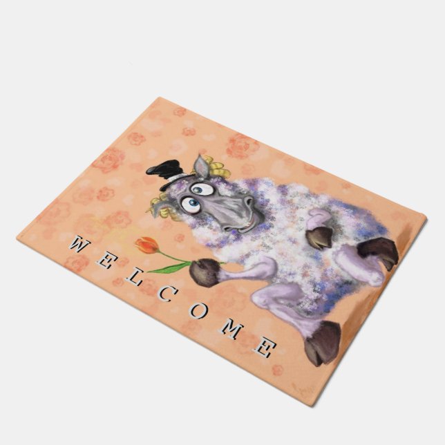 In Liebe Ram - Willkommen - Romantik Fußmatte (Schrägansicht)