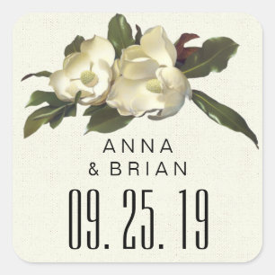 In Liebe - Vintage Magnolia Blume Maßgeschneiderte Quadratischer Aufkleber