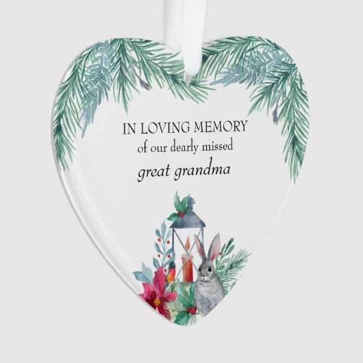 In liebender Erinnerung Pine und Laternenherz gefo Ornament (Vorderseite)