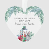 In liebender Erinnerung Pine und Laternenherz gefo Ornament (Rückseite)