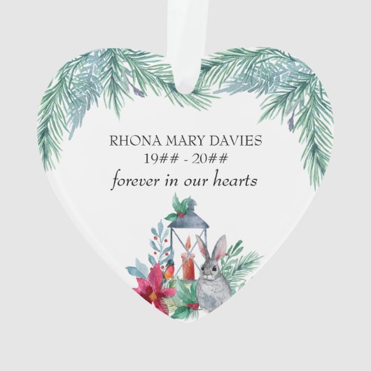 In liebender Erinnerung Pine und Laternenherz gefo Ornament (Rückseite)