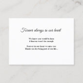 in liebender Gedächtnisname Text Keepake-Gebetskar Visitenkarte (Rückseite)