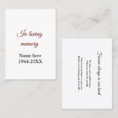 in liebender Gedächtnisname Text Keepake-Gebetskar Visitenkarte (Vorne/Hinten)