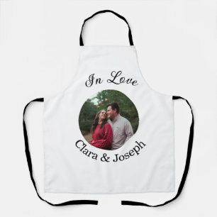 In Liebespaar kreisförmiges Foto Name Hochzeit rom Schürze