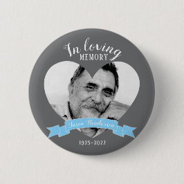 In liebevoll Erinnerung Foto Herz blauen Band-Tast Button