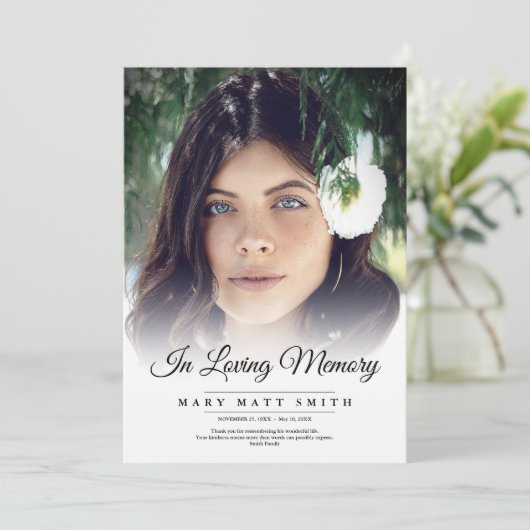 In liebevoll Gedächtnisbeerdigung Foto Beileid Tra Dankeskarte (Stehend Vorderseite)