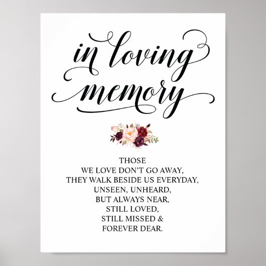 In liebevoll Gedächtnismesse Gedenktisch Sign v27 Poster (Vorne)