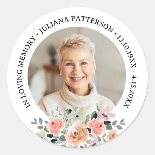 In liebevollem Gedächtnis Custom Foto Blumenbeerdi Runder Aufkleber (Vorderseite)