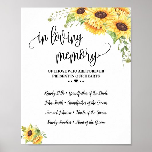In liebevollem Gedächtnis Erinnerung Sonnenblumen  Poster (Vorne)