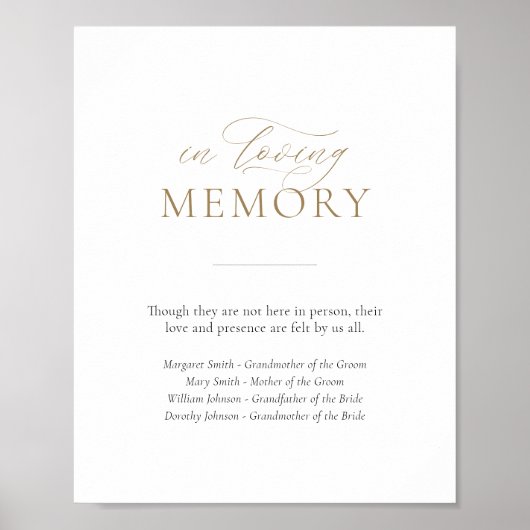 In liebevollem Gedächtnis Gedenktafel Poster (Vorne)