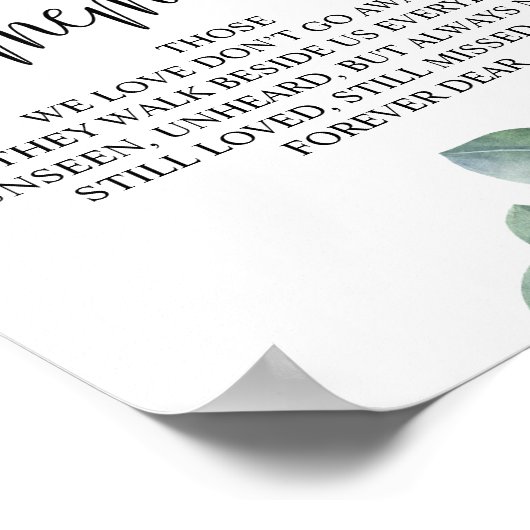 In liebevollem Gedächtnis Gedenktisch Hochzeit Sig Poster (Ecke)