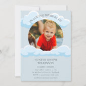 in liebevollen Erinnerungen blauen Wolken Baby Bee Einladung (Vorderseite)