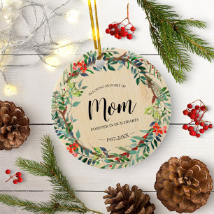 In liebevoller Erinnerung an Mama Rustikaler Kranz Keramik Ornament