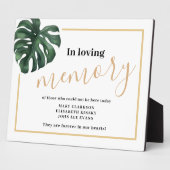 In liebevoller Erinnerung Monstera Leaf Hochzeitsz Fotoplatte (Seite)