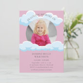 in liebevoller Erinnerung rosa Wolken Kinderbeerdi Einladung (Stehend Vorderseite)