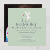 In liebevoller Erinnerung taube rote Rose Foto Bee Einladung (Vorne/Hinten)