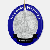 In liebevoller Gedächtnis-Foto-Verzierung - Blau Keramikornament (Links)