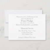 In liebevoller Gedächtnis-Schablonen-Feier des Einladung (Rückseite)