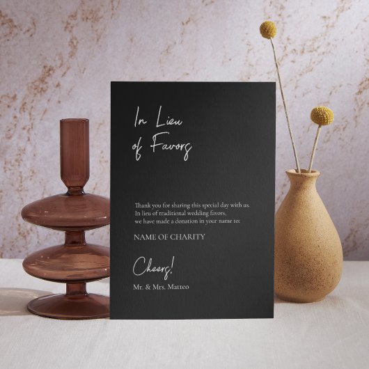 In Lieu favors Öko Friendly Custom Wedding Sign Poster