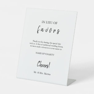 In Lieu favors Öko Friendly Wohltätigkeit Wedding Sockelschild