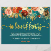 In Lieu of Favors Sign - Aquamarin & Orange Weddin (Vorderseite)