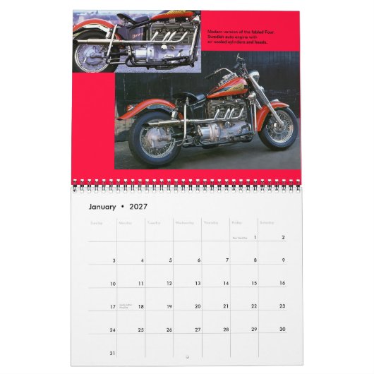 In Line Motorrad-Motors Kalender (Jan 2027)