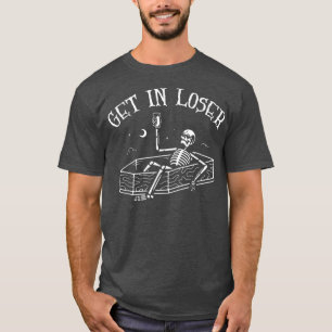 In lockerer Skeleton in coffin spokokken Halloween T-Shirt