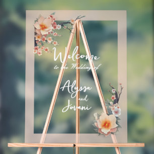 In Love Blossoming Under the Cherry Trees Acrylschild