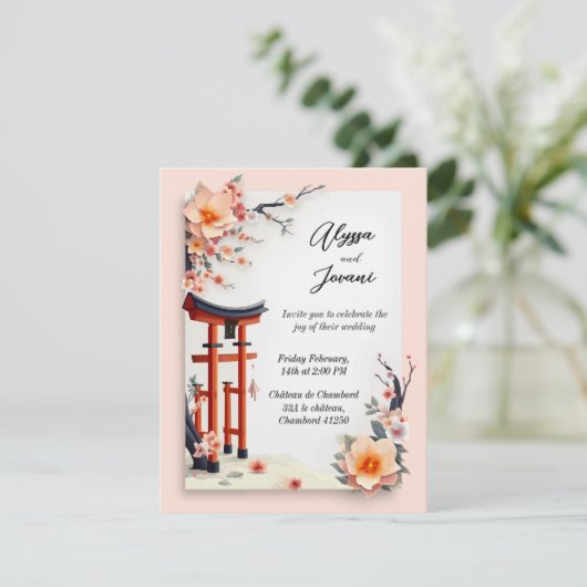 In Love Blossoming Under the Cherry Trees Einladung (Stehend Vorderseite)