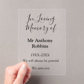 In Love Erinnerung an Namensbeerdigung Erinnerung Acryleinladungen (Insitu (Handheld))