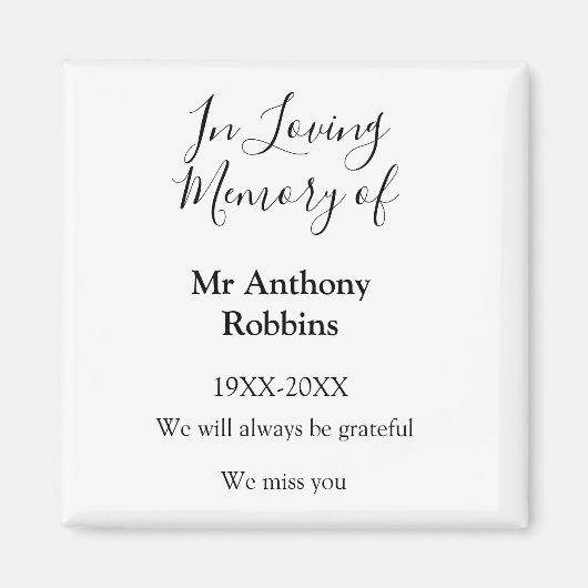 In Love Erinnerung an Namensbeerdigung Erinnerung Magnet (Vorne)