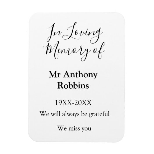 In Love Erinnerung an Namensbeerdigung Erinnerung  Magnet (Vertikal)