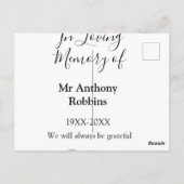 In Love Erinnerung an Namensbeerdigung Erinnerung Postkarte (Rückseite)