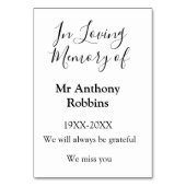 In Love Erinnerung an Namensbeerdigung Erinnerung Tischnummer (Rückseite)